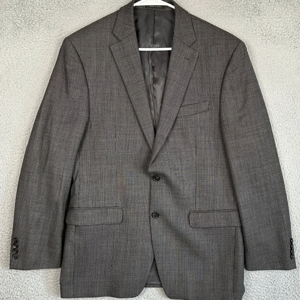 Lauren Ralph Lauren Wool Blazer Mens 40R Grey Black Textured 2 Button Sport Coat